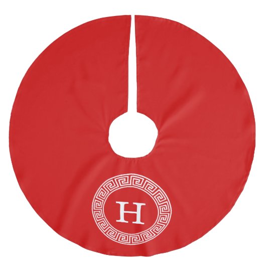 Rot, was griechischer Schlüsselrahmen, erstes Mono Polyester Weihnachtsbaumdecke (Vorderseite)