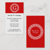 Rot, was griechischer Schlüsselrahmen, erstes Mono Visitenkarte (Vorne/Hinten)