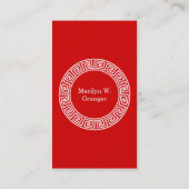 Rot, was griechischer Schlüsselrahmen, erstes Mono Visitenkarte (Rückseite)