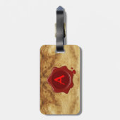 ROT-WAX-SIEGEL-ALTE PARCHPLATTE GEPÄCKANHÄNGER (Rückseite vertikal)