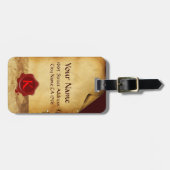 ROT-WAX-SIEGEL-ALTE PARCHPLATTE GEPÄCKANHÄNGER (Vorderseite horizontal)