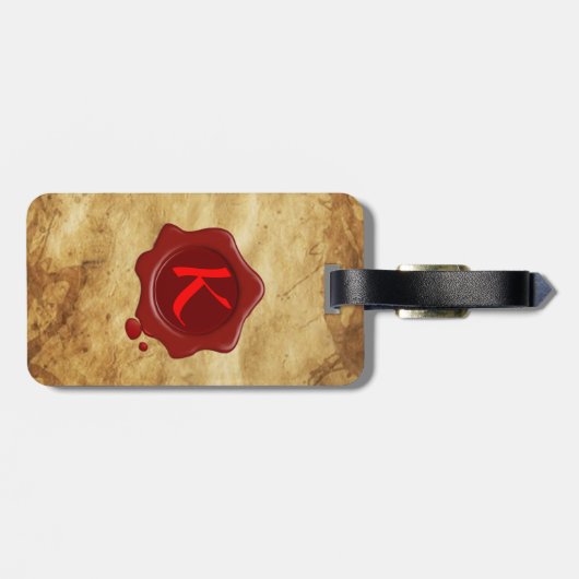 ROT-WAX-SIEGEL-ALTE PARCHPLATTE GEPÄCKANHÄNGER (Rückseite horizontal)