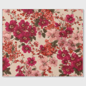 Rot weich rosa Ditsy-Blumenmuster Pastell Boho 70e Geschenkpapier (Flach)