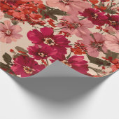 Rot weich rosa Ditsy-Blumenmuster Pastell Boho 70e Geschenkpapier (Ecke)