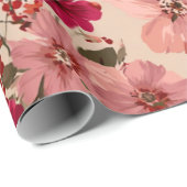Rot weich rosa Ditsy-Blumenmuster Pastell Boho 70e Geschenkpapier (Rolleneckpunkt)