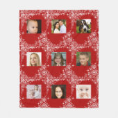 Rot, Weihnachten, Hübsche Schneeflocken, maßgeschn Fleecedecke (Vorderseite)