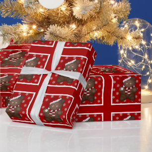 Rot: Weihnachtsbärenpapier Geschenkpapier