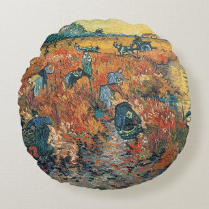 Rot-Weinberge Vincent van Goghs bei Arles, 1888 Rundes Kissen