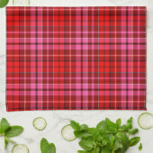 Rot-Weinrotes-Plaid-Karo-Design Geschirrtuch (Gefaltet)