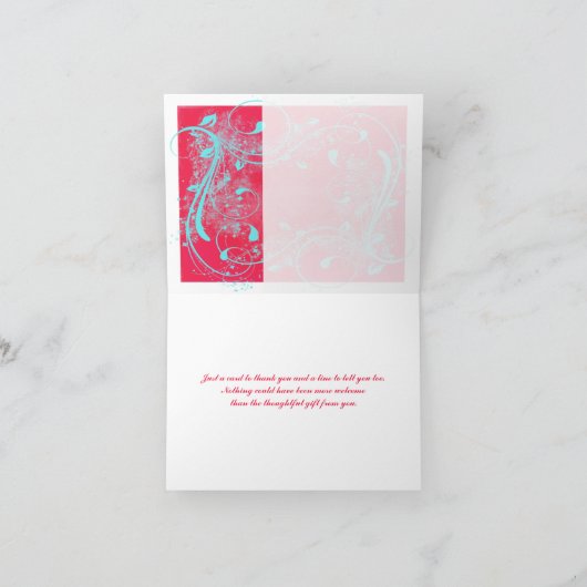 Rot, Weiß, Aqua-Wirbel Danke, dass Sie die Karte e (Innenseite)