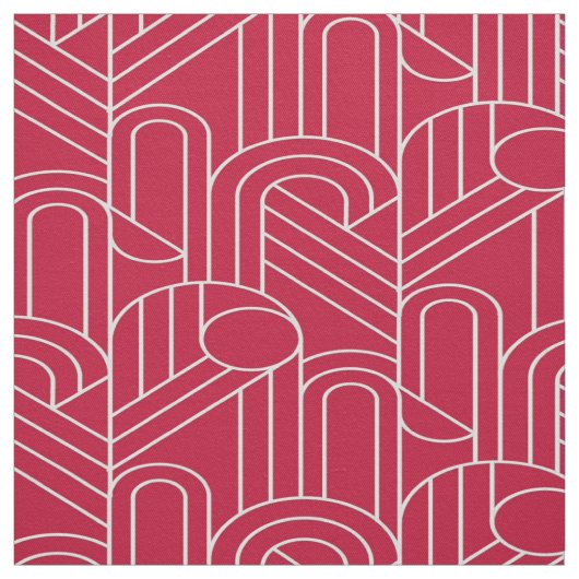 Rot-weiß Art Deco Gemustert Stoff (Muster)
