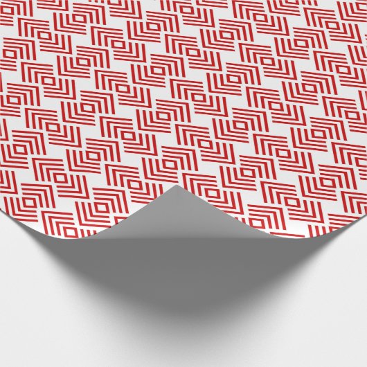 Rot-Weiß Art Deco Muster Geschenkpapier (Ecke)