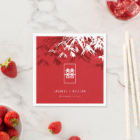 Rot-Weiß-Bambus-Blätter Chinesische Hochzeit Xi