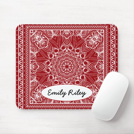 Rot-Weiß-Bandanna-Design Mousepad (Mit Mouse)