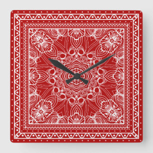Rot-Weiß-Bandanna-Design Quadratische Wanduhr