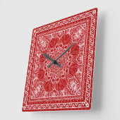 Rot-Weiß-Bandanna-Design Quadratische Wanduhr (Winkel)