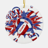 Rot-Weiß-Bänder-Blowout-Sport Keramik Ornament (Vorne)