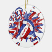 Rot-Weiß-Bänder-Blowout-Sport Keramik Ornament (Links)