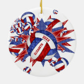 Rot-Weiß-Bänder-Blowout-Sport Keramik Ornament (Hinten)