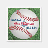 Rot, Weiß, Baseball Bar Mitzvah Napkins 2 Serviette (Vorderseite)