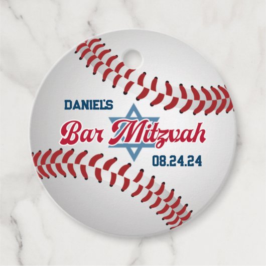 Rot, Weiß, Baseball-Marine Bar Mitzvah Geschenkanhänger (Vorderseite)