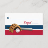 Rot, Weiß, Baseball-Marine Bar Mitzvah Platzkarte (Vorderseite)