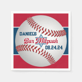 Rot, Weiß, Baseball-Marine Bar Mitzvah Serviette