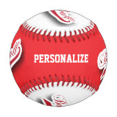 Rot | Weiß | Baseball mit Foto (Rückseite)