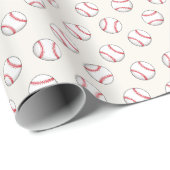 Rot-Weiß-Baseball-Sportmuster Geschenkpapier (Rolleneckpunkt)