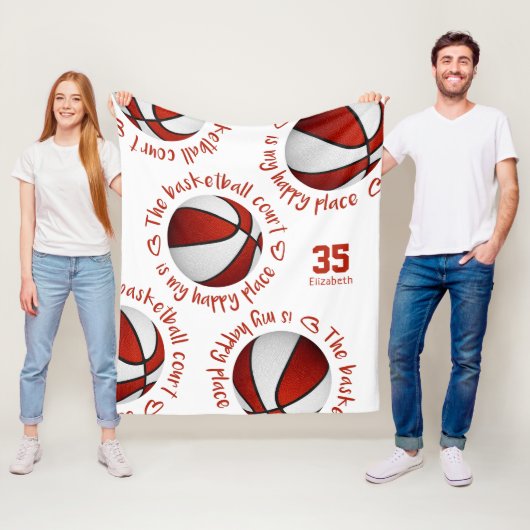 Rot-Weiß-Basketball-Platz mein Happy-Sport Fleecedecke (Beispiel)