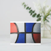 Rot-Weiß-Basketball Postkarte (Stehend Vorderseite)