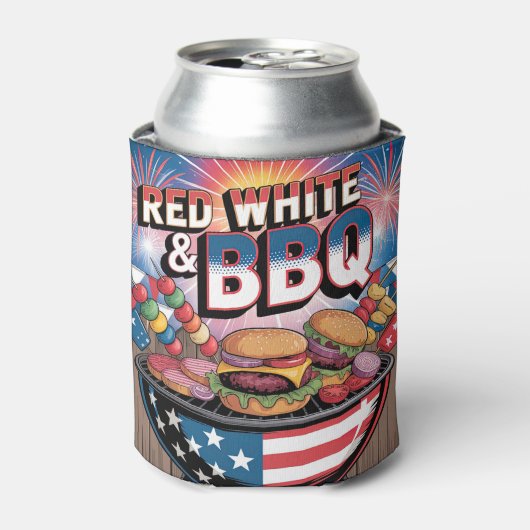 Rot Weiß & BBQ Dosenkühler (Kanne Vorderseite)