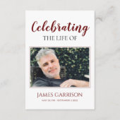 Rot-Weiß-Begräbniskarte mit Foto Begleitkarte (Vorderseite)