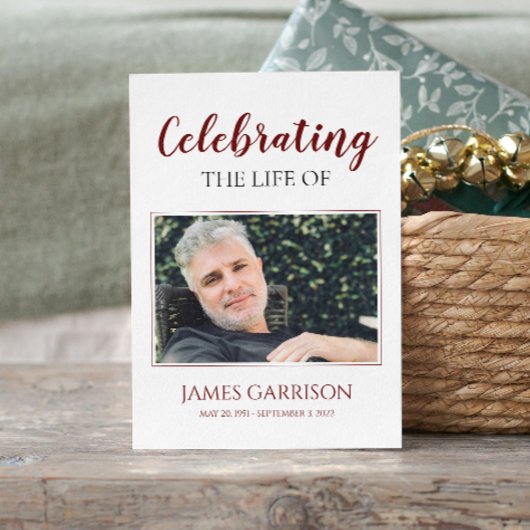 Rot-Weiß-Begräbniskarte mit Foto Begleitkarte