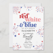 Rot Weiß & Blau 21. Geburtstag Einladung (Vorderseite)