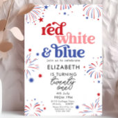 Rot Weiß & Blau 21. Geburtstag Einladung
