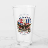 Rot Weiß Blau 4. Juli Bierglas Glas (Rückseite)