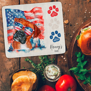 Rot Weiß Blau 4. Juli Boxer Amerikanische Flagge Schneidebrett
