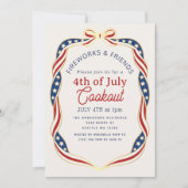 Rot, Weiß & Blau 4. Juli Grillparty  Einladung (Vorderseite)