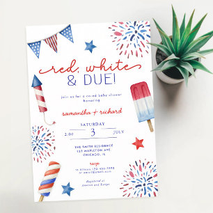 Rot Weiß Blau 4. Juli Patriotische Babyparty Einladung
