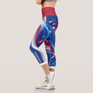 Rot Weiß Blau Abstrakt mit Ihrem Namen Capri Leggings