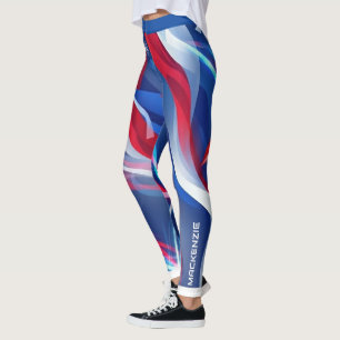 Rot Weiß Blau Abstrakt mit Ihrem Namen Leggings