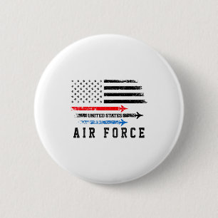 Rot Weiß Blau Air Force Überflug Stolz Amerikanisc Button