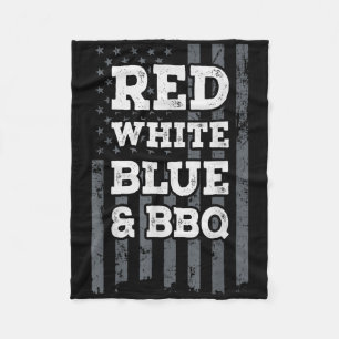 Rot Weiß Blau & Bbq - USA-Flagge 4. Juli Fu Fleecedecke