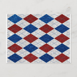 Rot, Weiß & Blau Argyle 4. Juli Glitter Postkarte