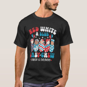 Rot Weiß Blau Baby Besatzung Geburtshelfer Kranken T-Shirt