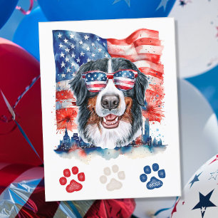 Rot Weiß Blau Berner Sennenhund 4. Juli Feiertagspostkarte