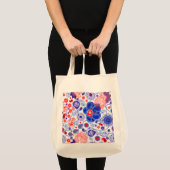 ROT, WEISS, BLAU BLUME DESIGNER SHOPPPING TASCHE (Vorderseite (Produkt))