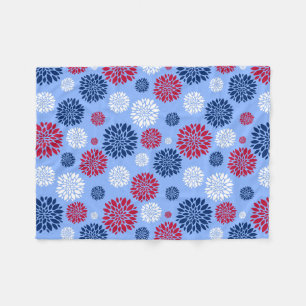 Rot, Weiß & Blau Blumen Fleece-Decke Fleecedecke
