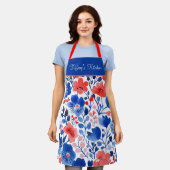 Rot-Weiß-Blau-Blumen-Schürze Schürze (Getragen)